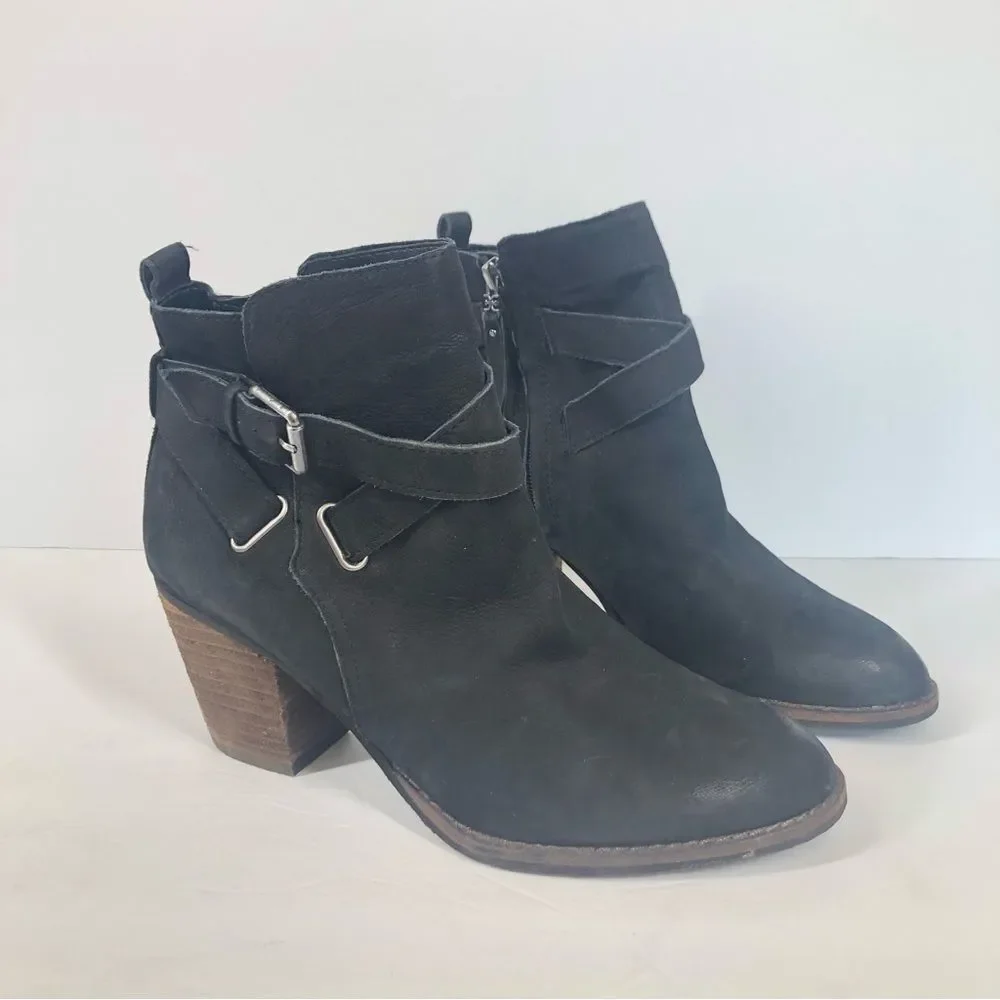 Sam Edelman Morris Buckle Wrap Ankle Bootie Suede Leather 8.5